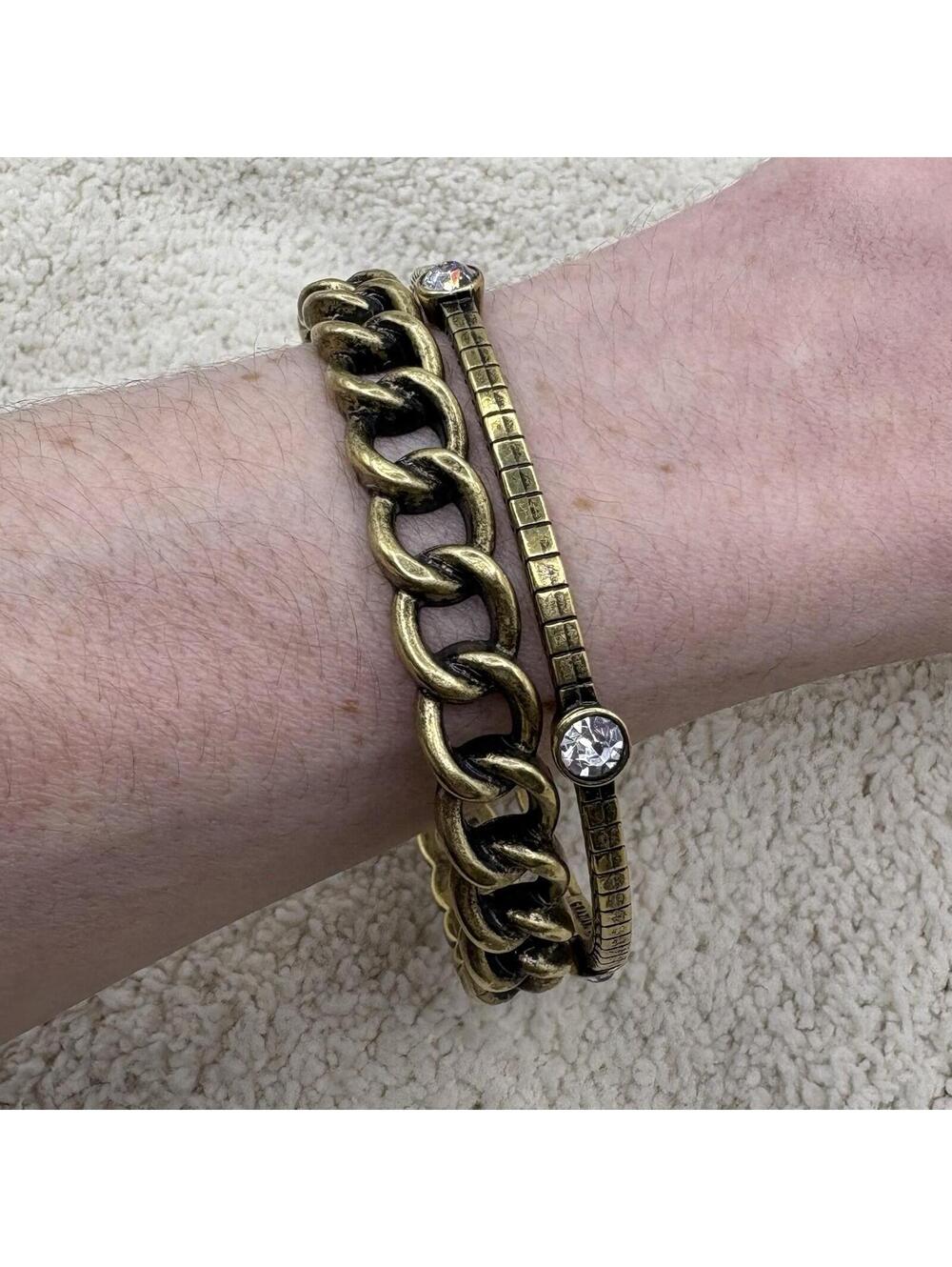 Vintage Graziano Gold Tone Bangle Bracelets Lot of 2